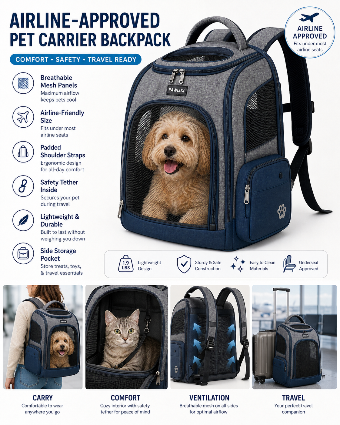 Airline-Approved Pet Carrier Backpack