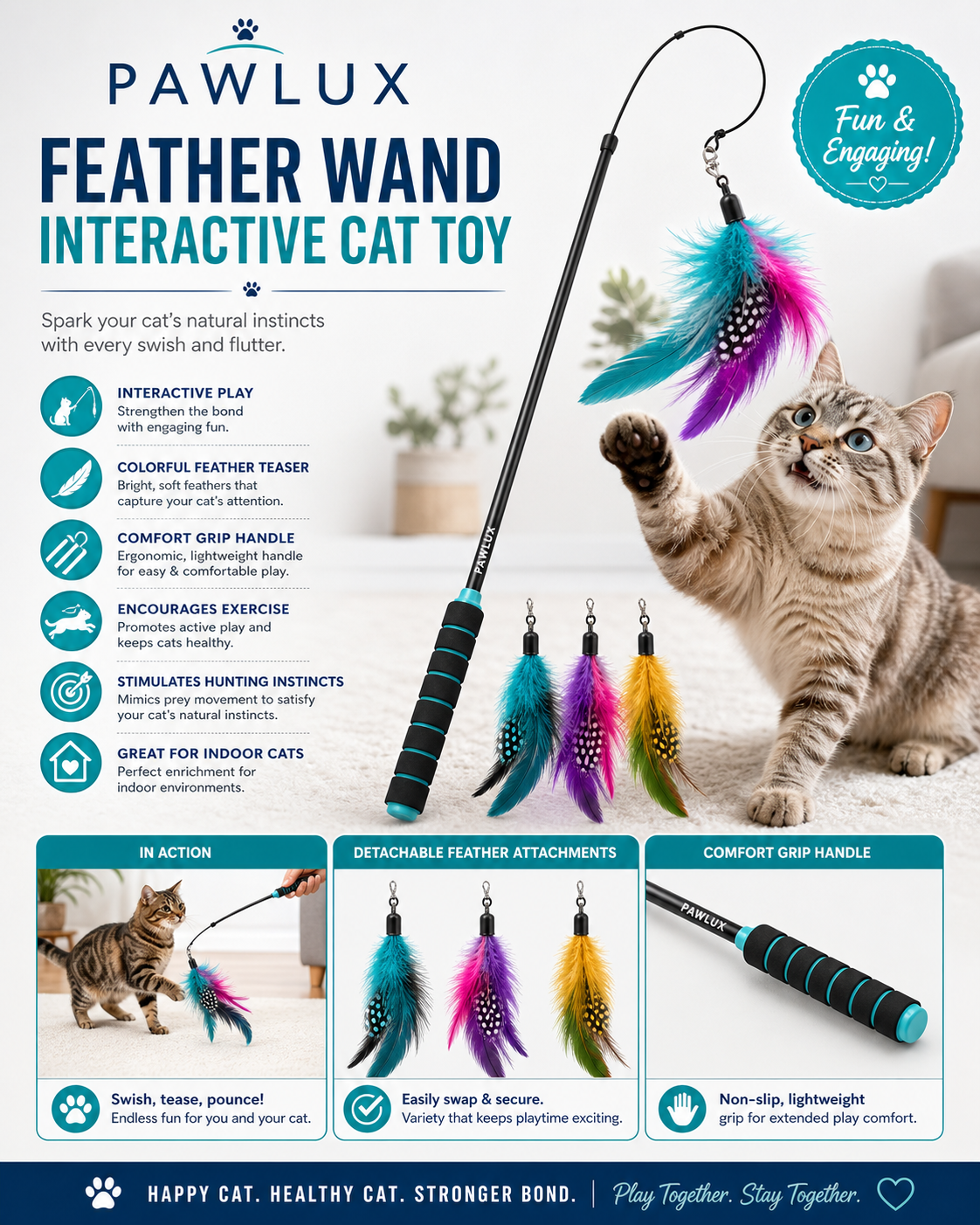 Feather Wand Interactive Cat Toy