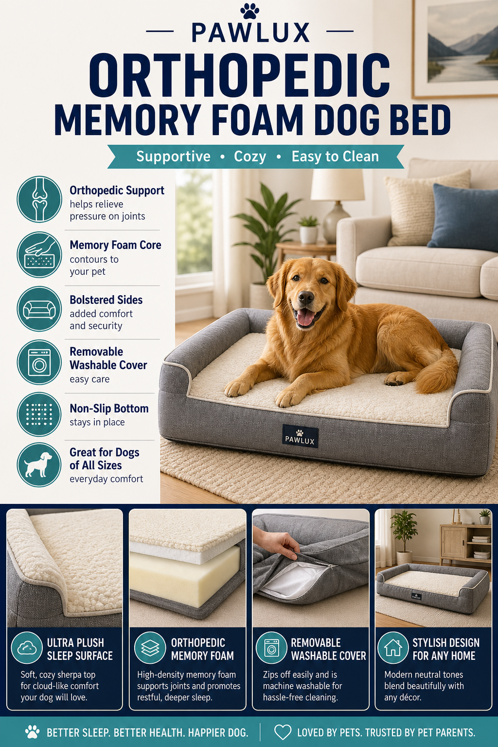 Orthopedic Memory Foam Dog Bed