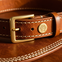Detail — Leather Grain & Gold Buckle