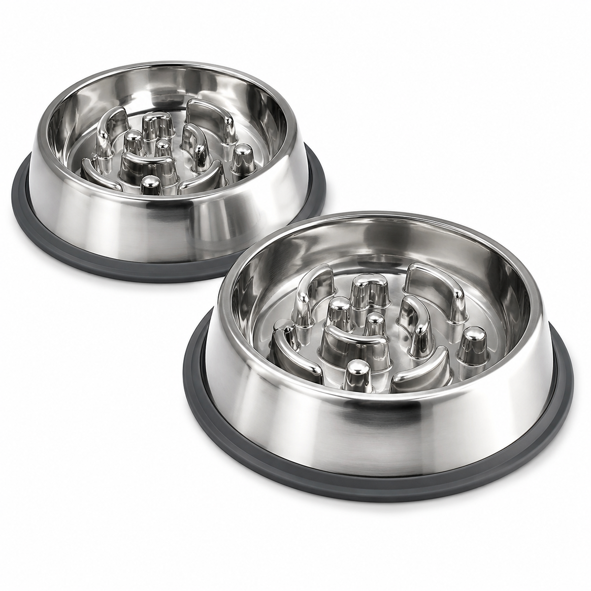 PAWLUX Stainless Steel Slow-Feed Bowl Set