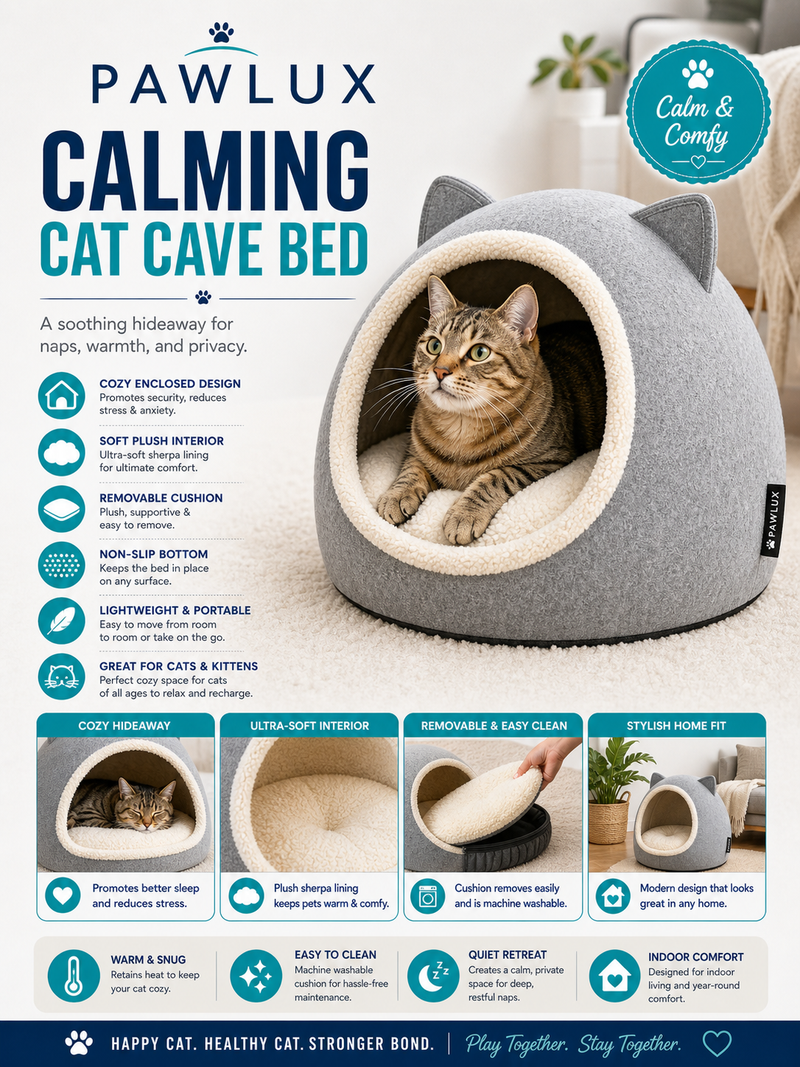 Calming Cat Cave Bed